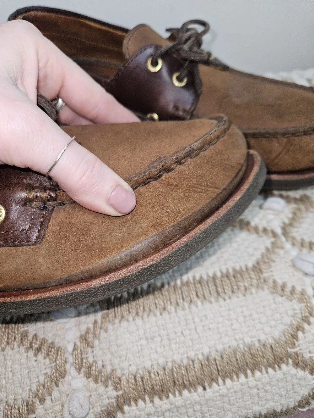 Men's Brown Two-Tone Leather & Suede Boat Shoes Sperry Topsider Size 13